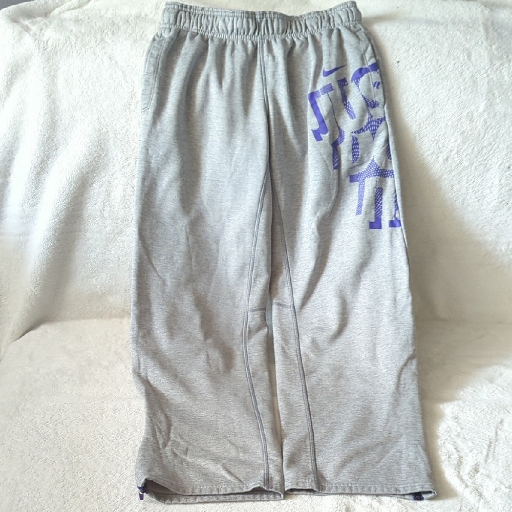 Nike Kids Gray Joggers with Purple Logo